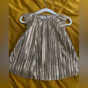 Baby Metallic Pleated Flutter Party Dress